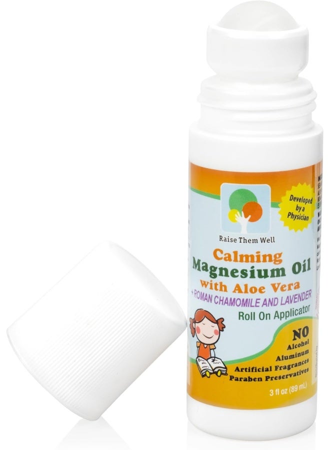 Raise Them Well Calming Magnesium Oil with Aloe Vera | Roll On Applicator (Roman Chamomile and Lavender) | 3 fl oz - Image 1